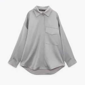 Zara Oversize Su Yeşili Kalın Saten Ceket ABZRA0280