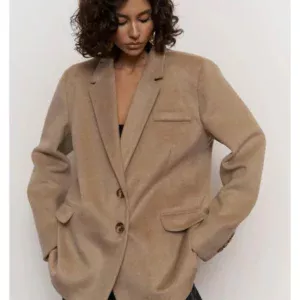 Mai Collection Howell Taupe Camel Kalın Kaşe Blazer Ceket Kısa Kaban ABMAI0003