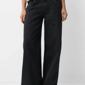 Bershka Zımbalı Fitilli Kumaş Straight Fit Jean Pantolon ABBRS1567