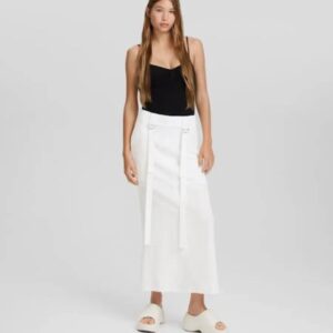 Bershka Keten Karışımlı Midi Etek ABBRS5732