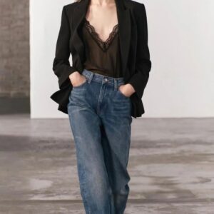 Zara Women Orta Bel Straight Fit Düz Kesim Jean Pantolon ABZRA0056