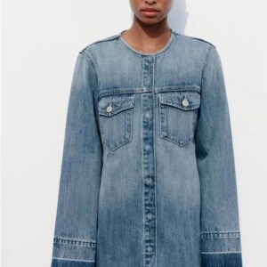 Zara Uzun Kollu Mini Denim Elbise ABZRA0058