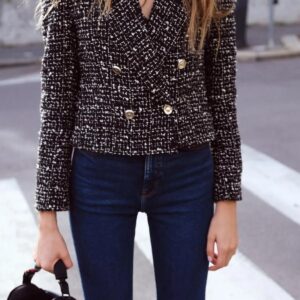 Zara Dokulu Kruvaze Düğmeli Blazer Ceket ABZRA1019