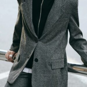 Zara Kontrast Balıksırtı Kapüşonlu Blazer Ceket ABZRA1042