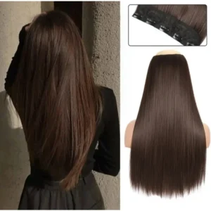 5 Klipsli Sentetik 55cm Uzun Düz Yarım Ay Çıt Çıt Saç ABGYM6566