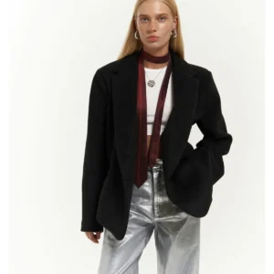 Mai Collection Howell Siyah Kaşe Blazer Ceket Kısa Kaban ABMAİ0003