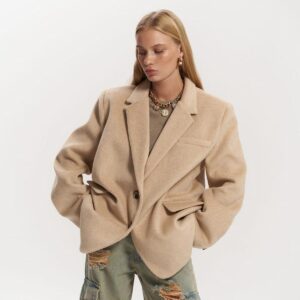 Mai Collection Howell Camel Kaşe Blazer Ceket Kısa Kaban ABMAİ0004