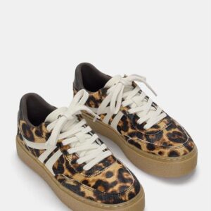 Pull&Bear Leopar Desenli ve Kalın Tabanlı Gerçek Deri Spor Ayakkabı Sneaker ABPNB1008