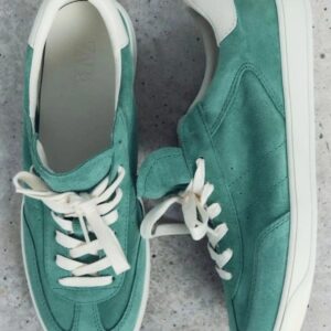 Zara Yeşil Gerçek Hakiki Deri Düz Spor Ayakkabı Sneaker ABZRA0010
