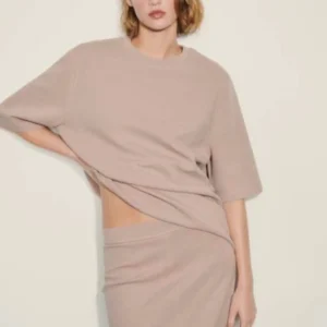 Zara Yırtmaçlı Interlok Midi Etek ABZRA0155