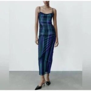 Zara Askılı Astarlı Uzun Tül Elbise ABZRA8876