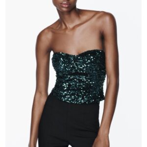 Zara Pul Payet Kalp Yaka Bandeu Top Büstiyer ABZRA9551