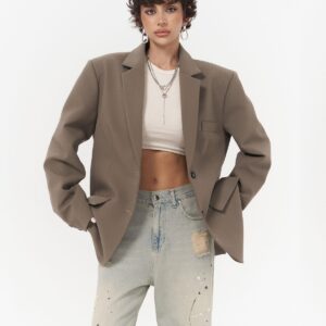 Mai Collection Emma Dikiş Detay Haki Blazer Ceket ABMAİ0012