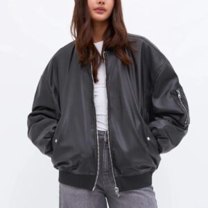 Pull&Bear Oversize Suni Deri Bomber Mont Ceket ABPNB1001