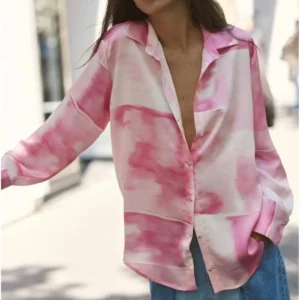 Zara Tie Dye Batik Desen Saten Gömlek ABZRA0054