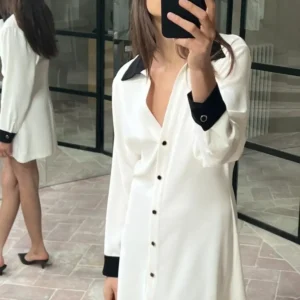 Zara Kontrast Yakalı Mini Elbise ABZRA0066