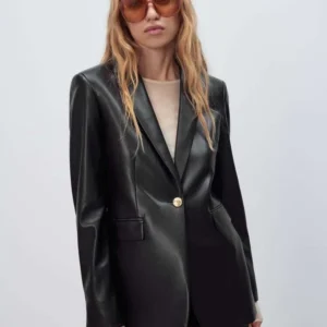 Zara Suni Deri Blazer Ceket ABZRA3368
