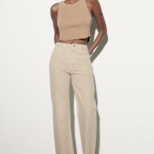 Zara Straight Fit Düz Kesim Yüksek Bel Jean Pantolon ABZRA5089