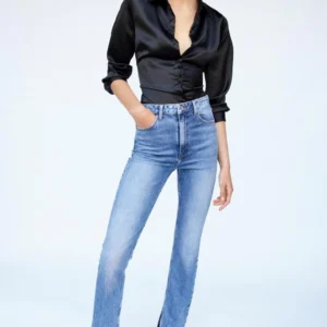 Zara Yüksek Bel Slim Fit Yırtmaç Detaylı Jean Pantolon ABZRA7107