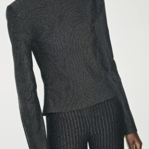 Zara İnce Çizgili Vatkalı Uzun Kollu Top Bluz ABZRA3788