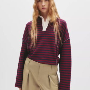 Pull & Bear Çizgili Polo Yaka Sweatshirt ABPNB3783